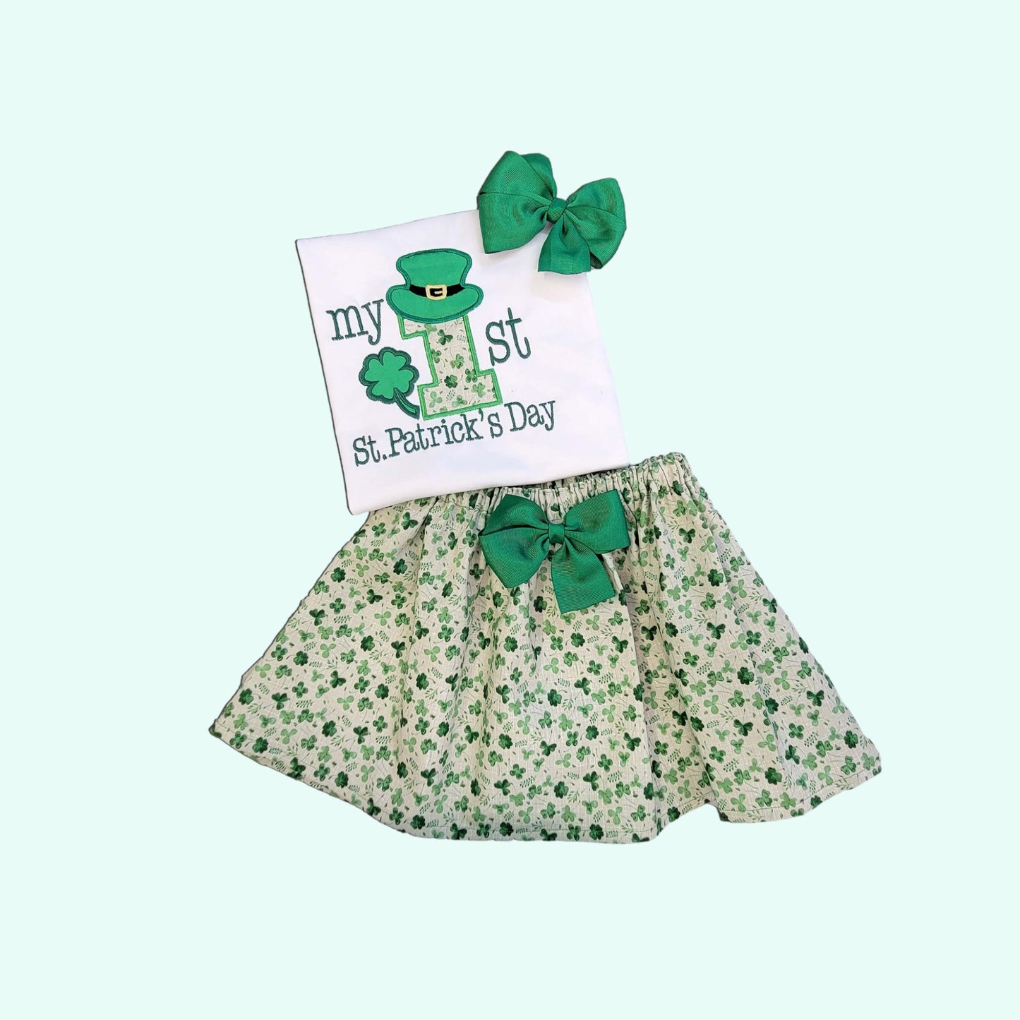 St. Patrick Day Outfit, My First St Patrick Day, Girls St. Patrick Day Shirt - Skirt, Baby St Patrick Day Set, Shamrock Outfit for Girls