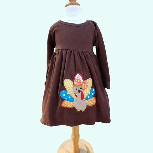Thanksgiving outfits   Monogram dress,  turkey Toddler Dress, Brown Thanksgiving Turkey Dress, Personalized Turkey Girls Dress