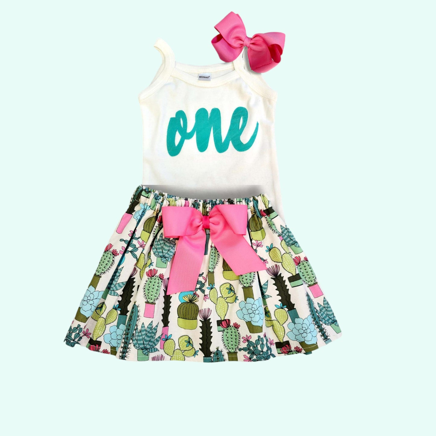 1st birthday outfit,  Age Cactus Birthday Toddler Outfit, Applique Birthday Number, Girls Shirt and Skirt Set