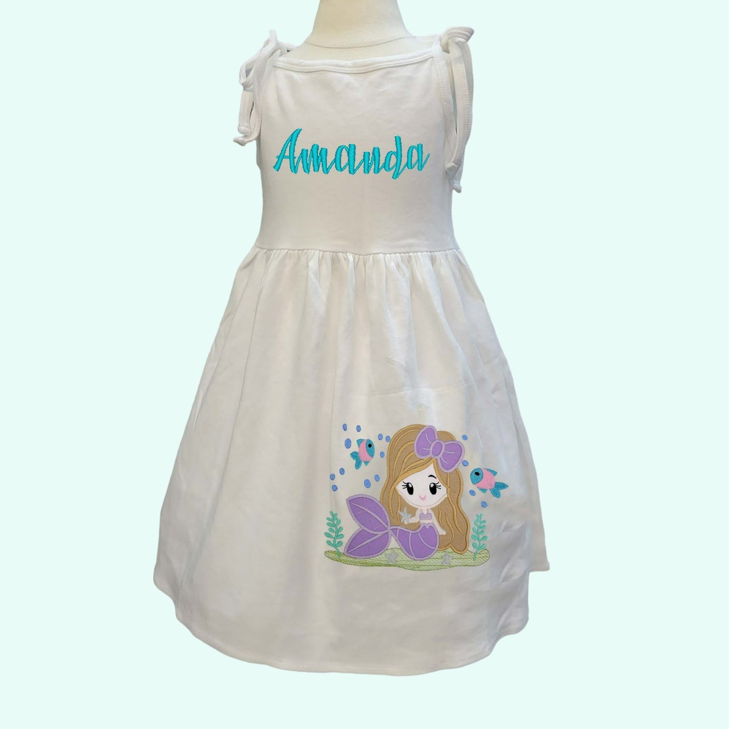 Mermaid Dress Girls Mermaid dress, Mermaid sundress,  Personalized Birthday outfit, Girl's Birthday outfit
