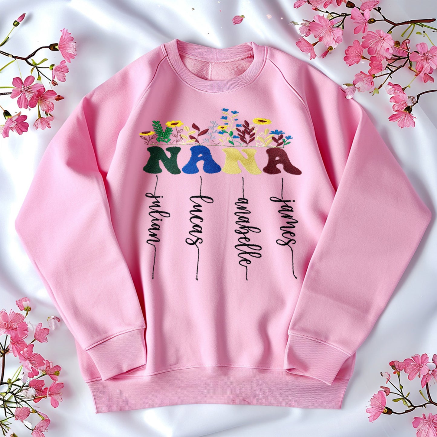 Nana Sweatshirt, Warm Grandma's heart with personalized love! Our Grandma's  garden Shirt with kid's names – a cherished keepsake.