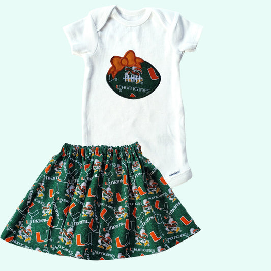 miami hurricanes outfit| UM Girls Outfit | Hurricanes Girls outfit  | UM Girls clothing set | University of Miami dress