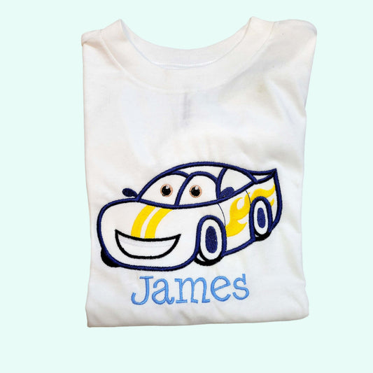 Cars Shirt Personalized  Cars Boys Shirt,    Blue Car Toddler Birthday T-Shirt, Personalized Toddler Car T-Shirt