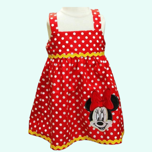 Minnie Mouse dress girl, Red Polka Dot fabric dress , First Birthday  outfit, Personalized outfit