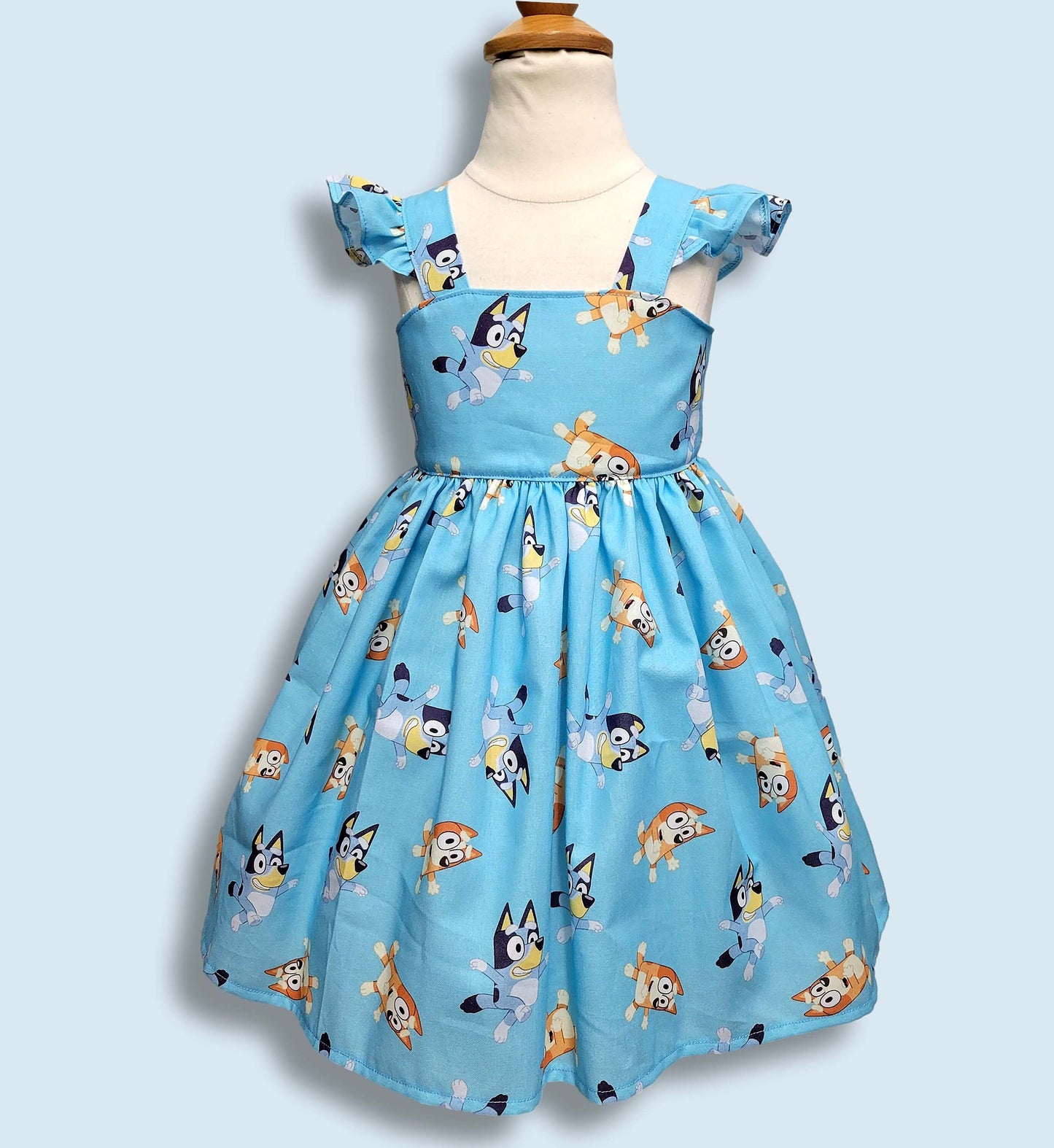 Blue dog inspired dress,  Birthday carton girls dress, Toddler blue dress, Dog birthday outfit
