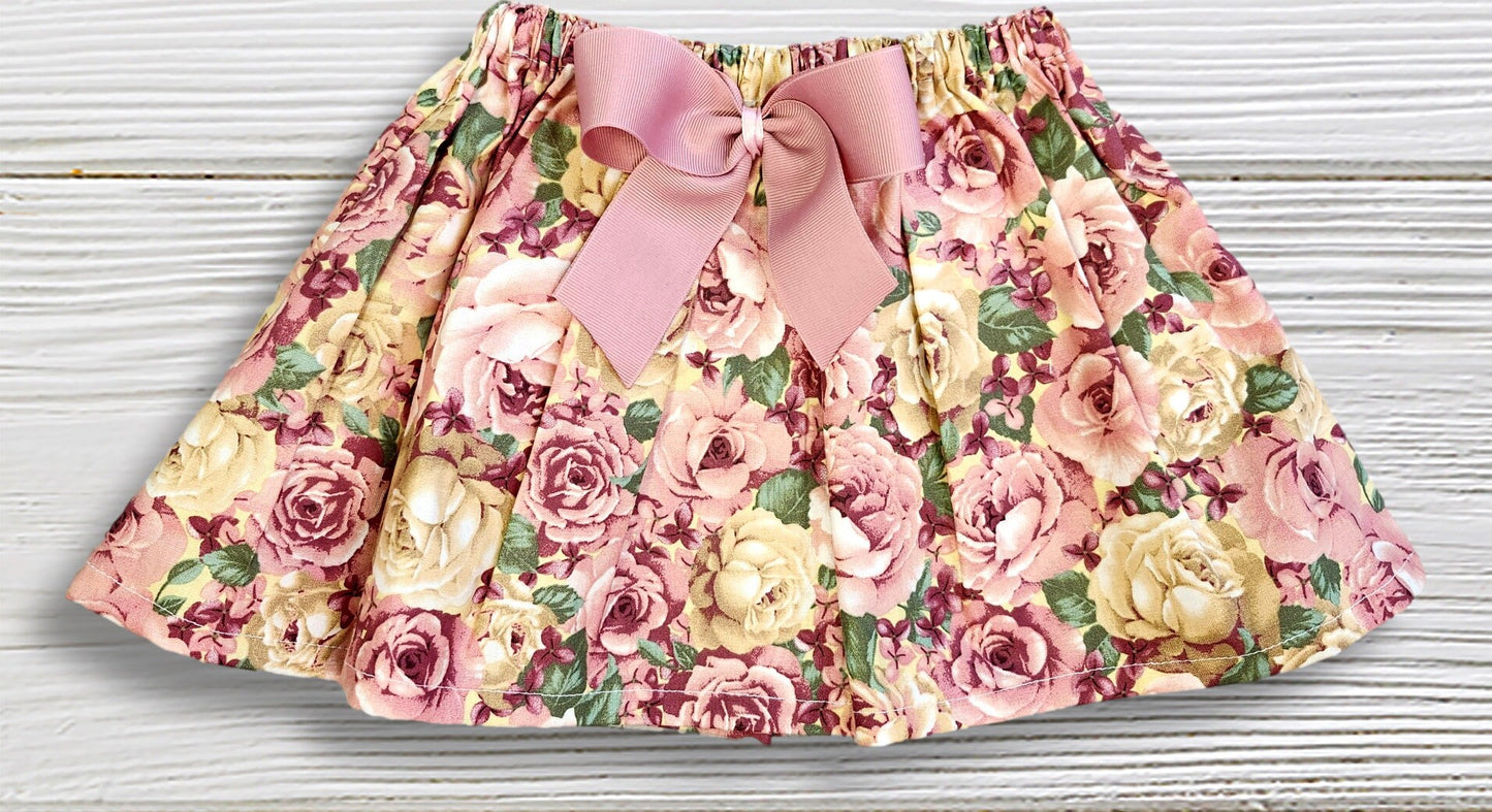 Flower girl birthday outfit, First birthday outfit, Toddler floral skirt shirt set, Girls Age outfit