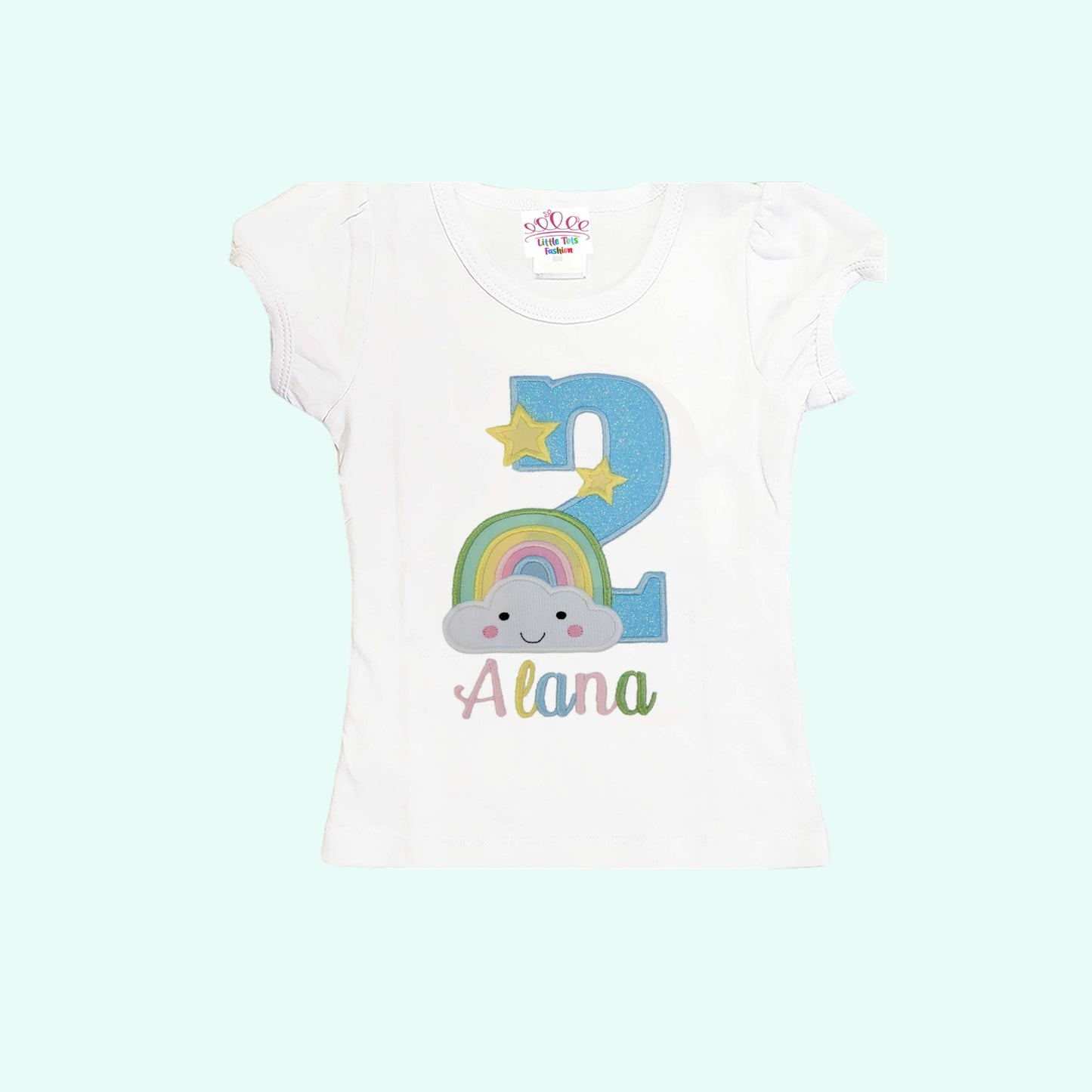 Rainbow shirt, Personalized girls birthday rainbow and clouds shirt, Toddler personalized rainbow shirt, Embroider shirt.