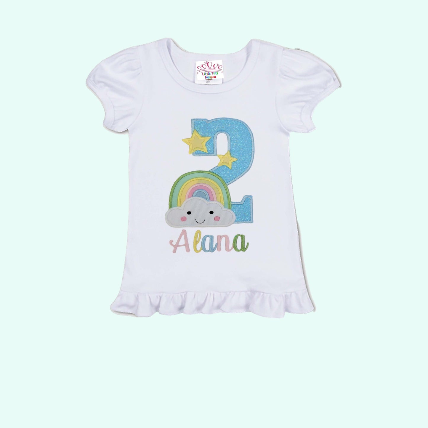 Rainbow shirt, Personalized girls birthday rainbow and clouds shirt, Toddler personalized rainbow shirt, Embroider shirt.