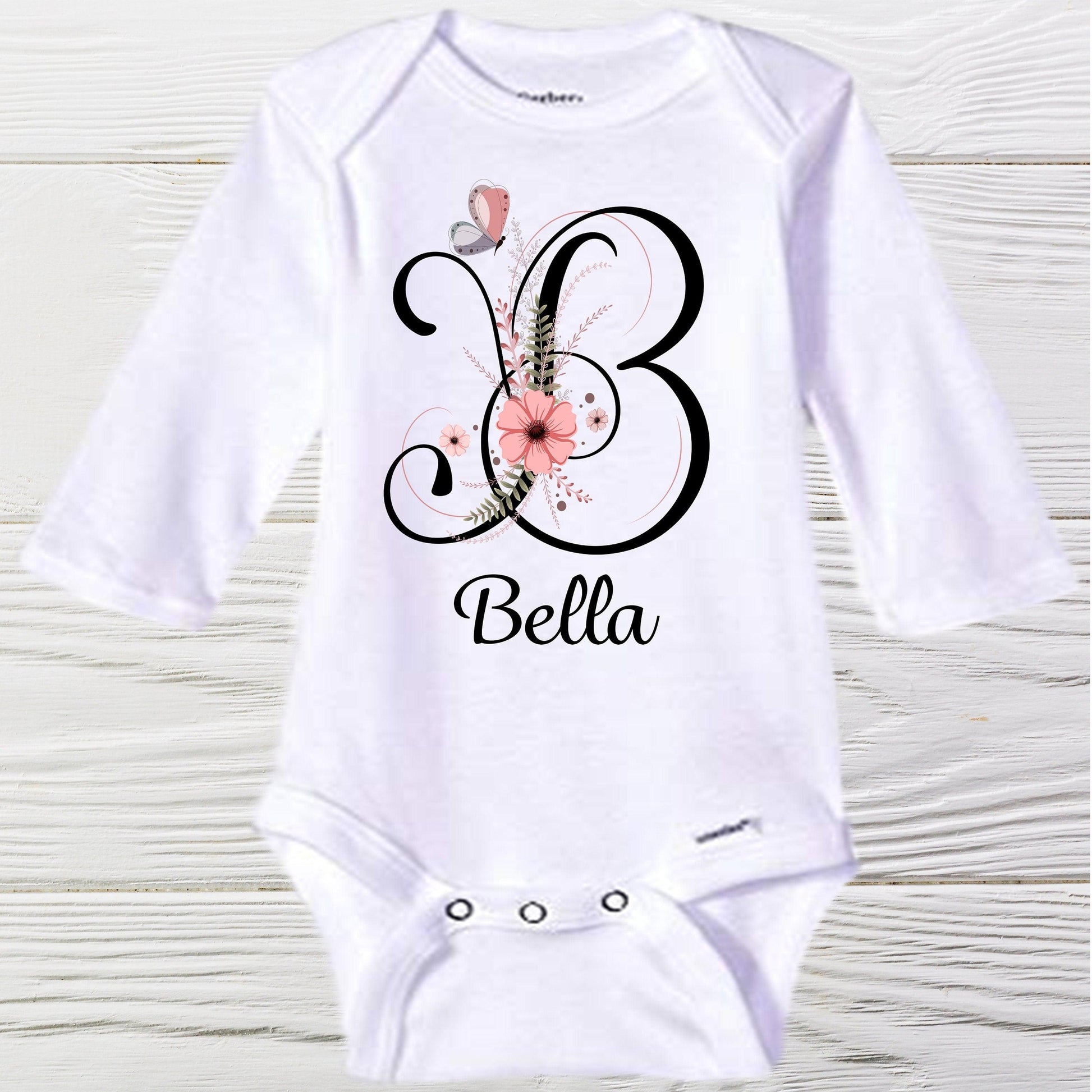 Personalized  baby onesie  | custom baby onesie|  girl floral name one