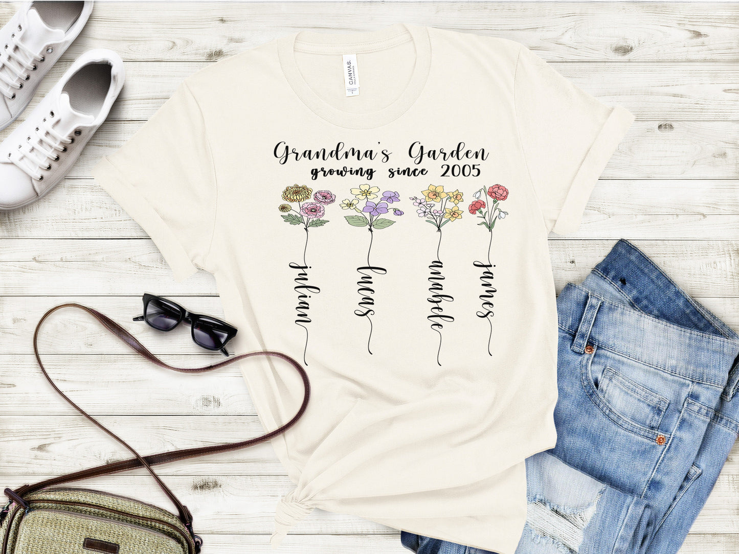 Grandma shirt Grandma's Garden  in white