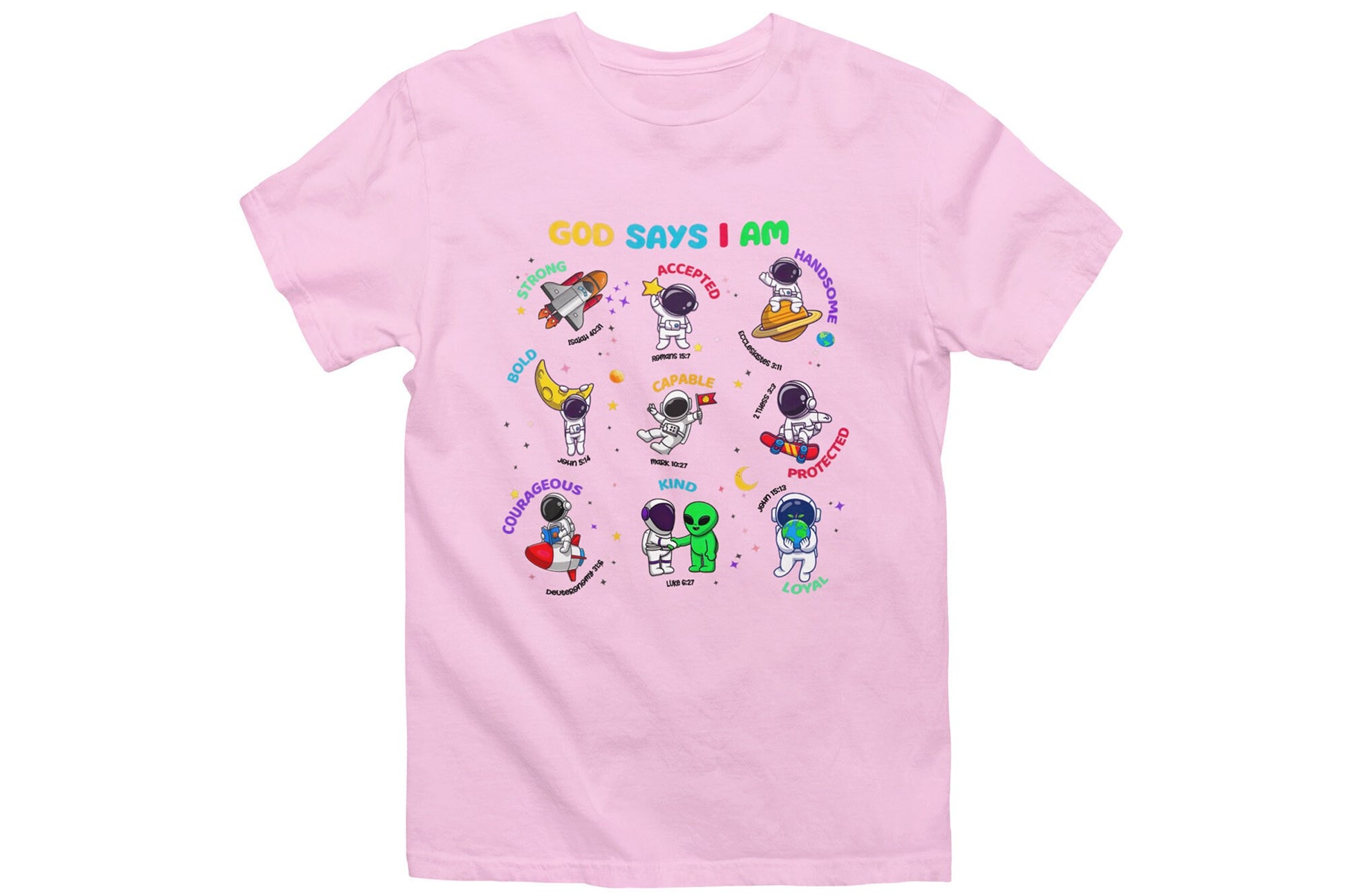 God Says I Am Bible Verse Shirt for kids  pink